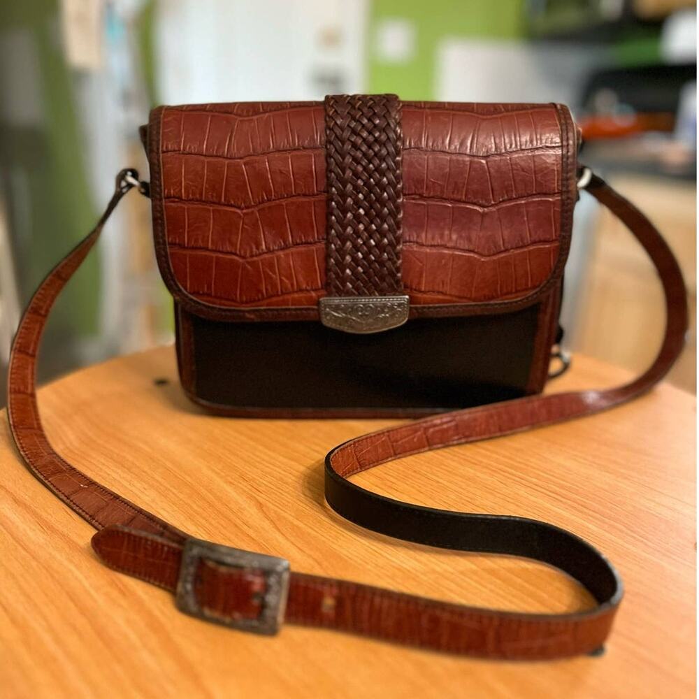 Vintage Brighton Brown Black Crossbody Bag - Picture 1 of 14